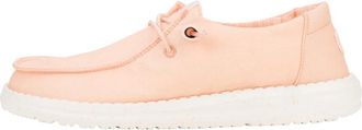 HeyDude Womens Wendy Chambray Lace-Up Loafers, Peach, 4.5 UK