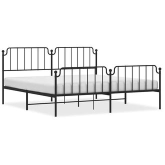 Berkfield Home Metal Bed Frame with Headboard & Footboard Black 193x203 cm