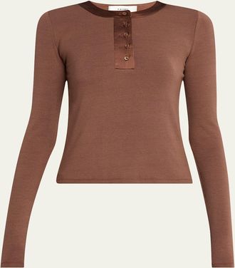 Frame Denim The Satin-Trim Henley Top