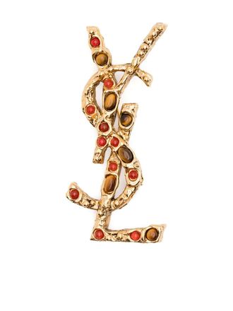 Saint Laurent Broche met Cassandre-logo - Goud