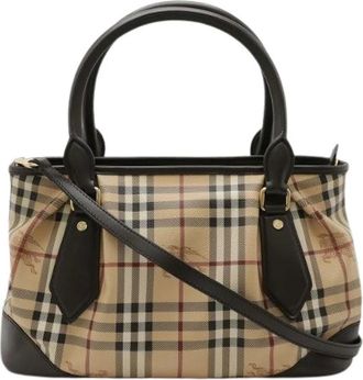 Burberry Pre-owned Handbags, female, Beige, Size: ONE SIZE Pre-owned Canvas Shoulder Bag