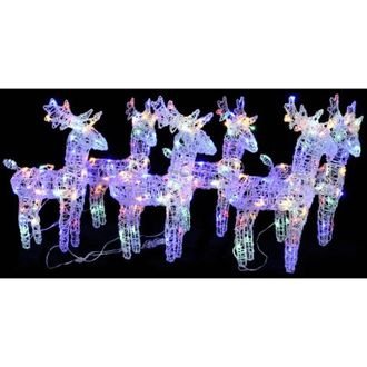 vidaXL Renos De Navidad 6 Unidades 240 Led Acr&iacute;lico Multicolor Vidaxl