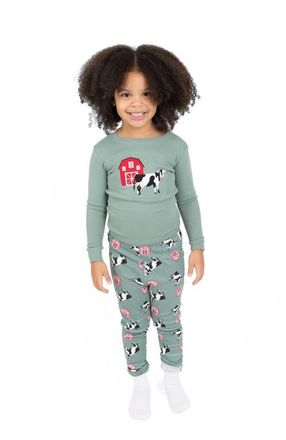 Leveret Kids Two-Piece Cotton Printed Matching Family Pajamas, Animal Friends in Cow at Nordstrom, Size 2T