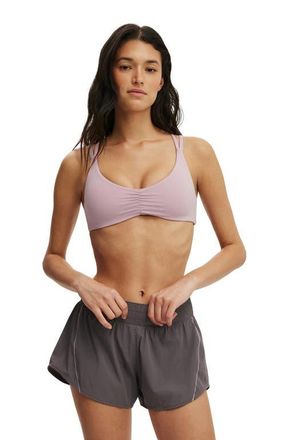 Cotton On Womens Active Ultra Soft Scrunch Front Strappy Crop in Dawn Pink at Nordstrom, Size Medium