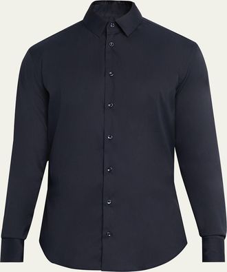 Giorgio Armani Mens Solid Stretch Poplin Sport Shirt
