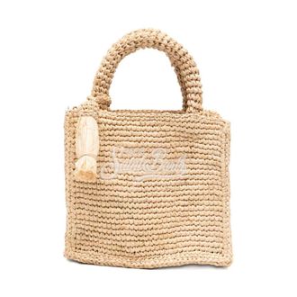 MC2 Saint Barth Handbags, female, Yellow, Size: ONE SIZE Small Vanity Mini Raffia Bag With Shoulder Strap