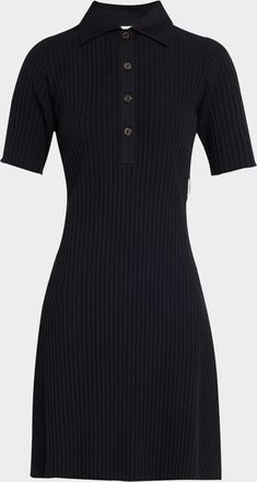 Vince Elbow-Sleeve Polo Mini Dress