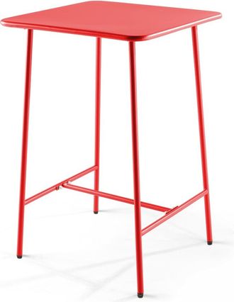 Oviala Mesa alta de jard&iacute;n cuadrada de acero rojo