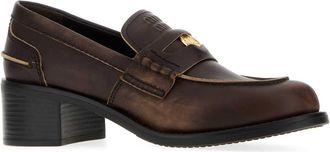 Miu Miu Womens Brown Leather Loafers Ebano Mocassini