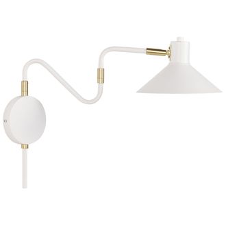 Beliani L&aacute;mpara Aplique Moderna Industrial Pantalla Metal Ajustable Brazo Largo Blanco Baliem