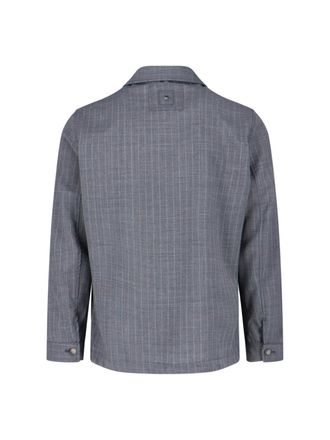 White Sand Pinstriped Wool Jacket - Gray