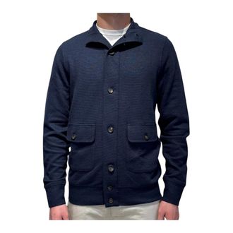 FILIPPO DE LAURENTIIS Dublin Button Up Cardigan - male - Filippo De Laurentiis - Cardigans - Blue - 2XL - Knitwear