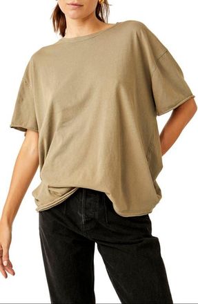 Free People We The Free Nina Crewneck Cotton T-Shirt in Olive Stone at Nordstrom, Size X-Small