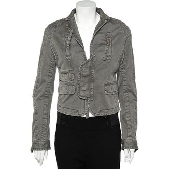 Dsquared2 Vintage Khaki Cotton Distressed Utility Jacket