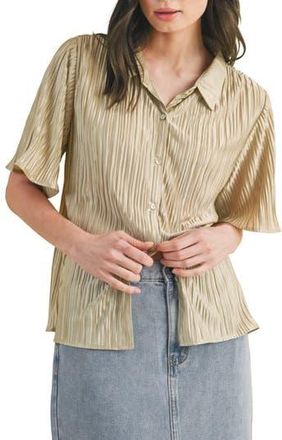 Wishlist Pleated Satin Shirt in Champagne at Nordstrom Rack, Size Medium