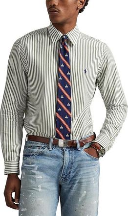 Polo Ralph Lauren Classic Fit Striped Broadcloth Shirt Mens Clothing White/Garden Trail : 2XL, Cotton