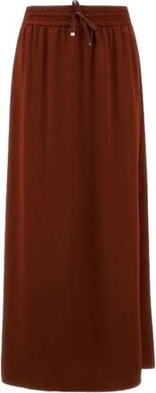 Herno Effen Kleur Lange Rok met Trekkoord - Dames - Rokken - Bruin - Maat: XL Poliester