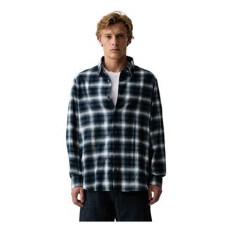 A|X Armani Exchange Camicia a Quadri in Cotone - - Shirts - Uomo - Blu - S