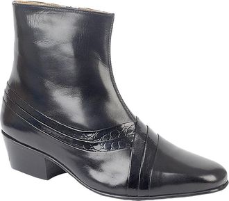 Montecatini Mens Reptile Leather Cuban Heel Ankle Boots Black 7 UK