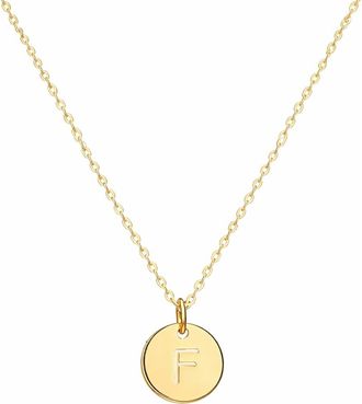 House of Frosted Initial Pendant Necklace in Yellow Gold - F at Nordstrom Rack, Size 16