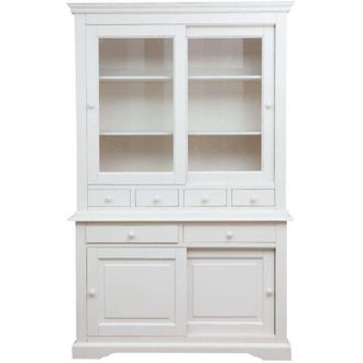 Biscottini International Alacena Country De Madera Maciza De Tilo Acabado Con Efecto Blanco Envejecido 142x50x225 Cm