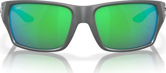 Costa Tailfin 57mm Polarized Rectangular Sunglasses in Matte Gray/Green Mirror 580P at Nordstrom