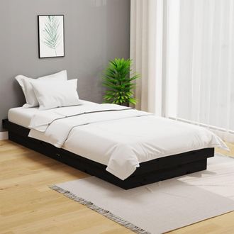 vidaXL Estructura De Cama Sin Colch&oacute;n Madera Maciza Negro 100x200 Cm Vidaxl