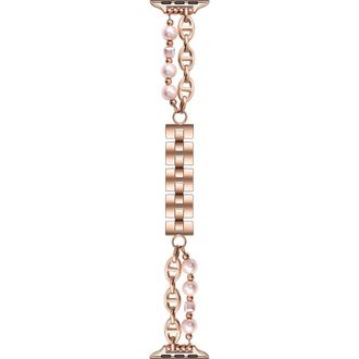 Posh Tech Luna Imitation Pearl Apple Watch Watchband, 42mm in Rose Gold at Nordstrom, Size 42 Mm