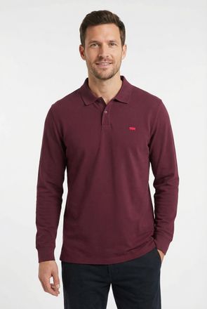 Levi's Langarm-Poloshirt LEVIS, Herren, Gr. XL, tawny port, Jersey, Obermaterial: 96% Baumwolle, 4% Elasthan, regular fit normal, ohne Ausschnitt, B&uuml;ndchen, 