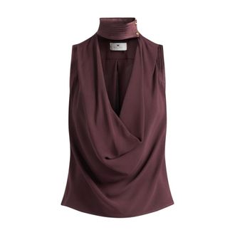 Elisabetta Franchi Sleeveless Tops, female, Brown, Size: S Camicia Cacao