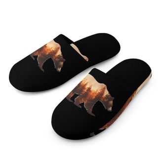 Generic Bear Autumn Forests Mens House Slippers Slip Indoor Slipper On Shoes Warm Outdoor