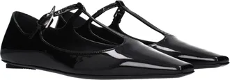 The Attico Womens Black Leather Ballet Flats