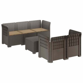 vidaXL Divano Da Giardino 5 Posti Con Cuscini Stile Rattan Pp Vidaxl