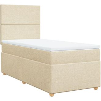 vidaXL Cama Box Spring Con Colch&oacute;n Tela Color Crema 100x200 Cm Vidaxl