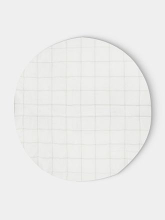 Volga Linen Botanical Double Hem-Stitch Linen Check Round Tablecloth (110in/2.8m)