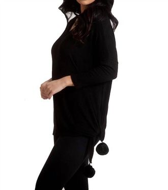 French Kyss Supersoft Pom Pom Top In Black