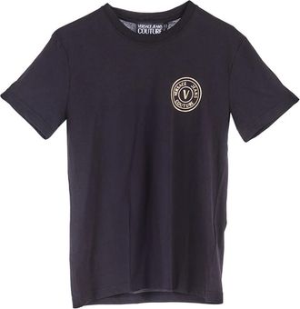 Versace Jeans Couture Tshirt V Emblem - Heren - T-shirts - Zwart - S - Katoen - Tops