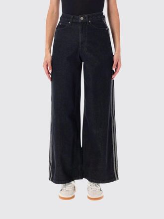 adidas Black High-Waisted Wide-Leg Jeans in Cotton Denim