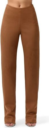 Naked Wardrobe Faux Suede Straight Leg Pants in Mocha at Nordstrom, Size X-Small