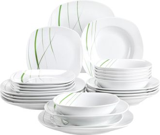 OEM Juego De Vajilla De Porcelana De 24 Piezas, Ecol&oacute;gico Y Apto Para Lavavajillas