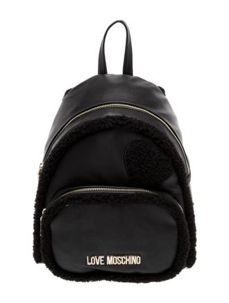 Love Moschino Womens Eco Shearling Backpack In Black