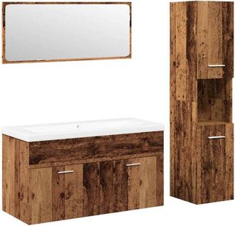 vidaXL Juego De Muebles De Ba&ntilde;o 4 Piezas Madera Ingenier&iacute;a Envejecida Vidaxl