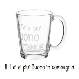 KASANOVA Tazza t&egrave; in vetro 310 ml scritta T&egrave; buono