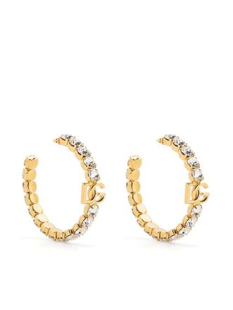 Dolce & Gabbana Oorbellen verfraaid met stras en DG-logo - Goud