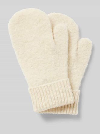 Jake*s Casual F&auml;ustlinge aus Woll-Mix mit gerippten Abschl&uuml;ssen in Ecru, Gr&ouml;&szlig;e M/L