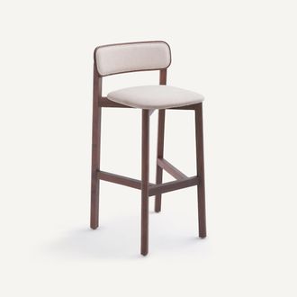 AM.PM Barstoel in notenhout en textiel, Batignolles, Gallina