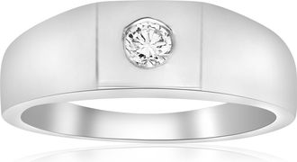 Pompeii3 Mens White Gold 1/4ct Solitaire Bezel Diamond Ring