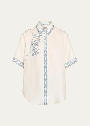 Alemais Lucky Short-Sleeve Linen Shirt