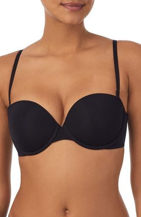 DKNY Smooth Strapless Underwire Push-Up Bra in Black at Nordstrom, Size 32Dd