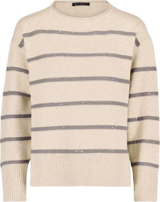 Betty Barclay Gestreepte Fijngebreide Trui - Dames - Truien - Beige - Maat: XL Viscose